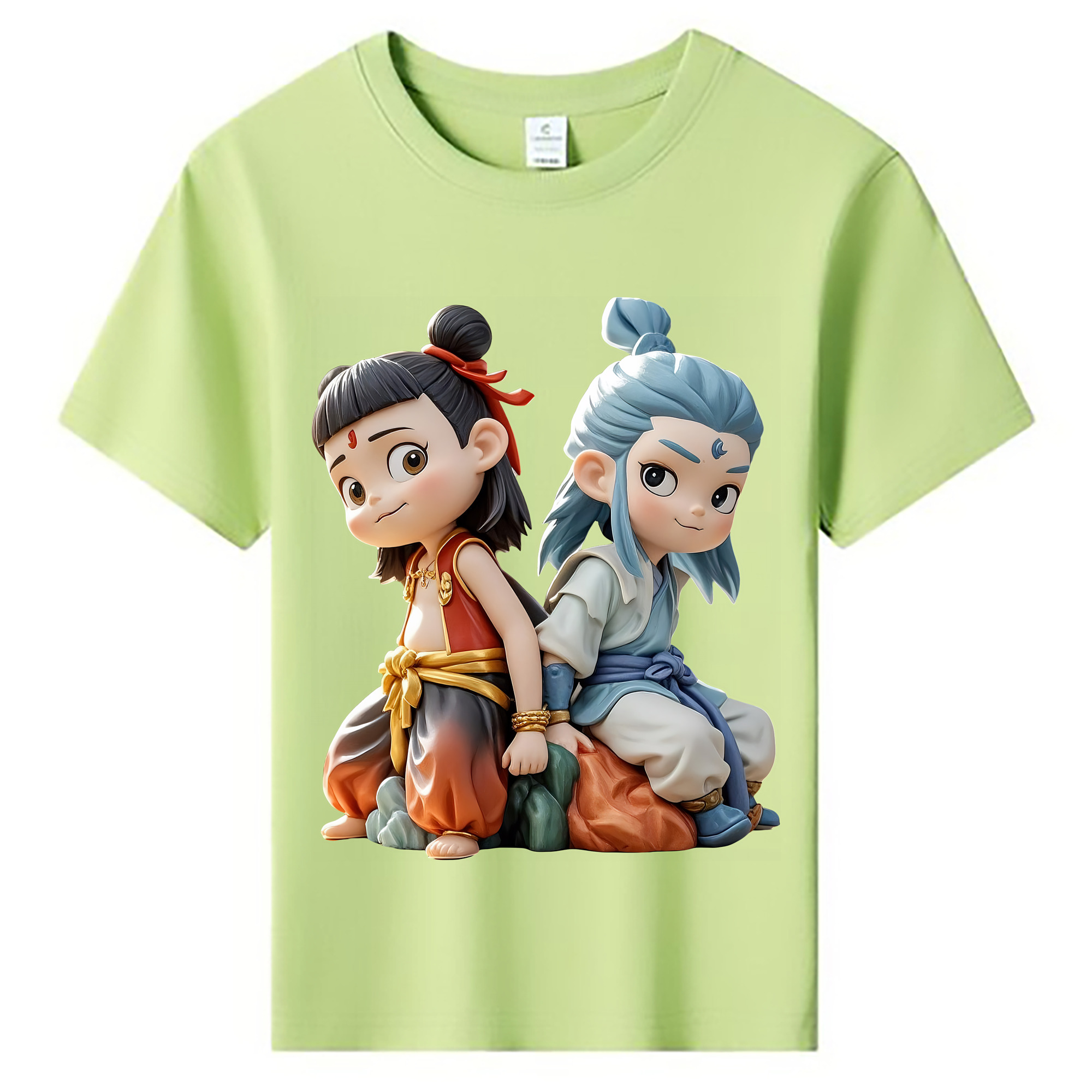 （画像用） Ne Zha 2 ナタ 魔童の大暴れ 綿100％キッズTシャツ（フロントプリント）